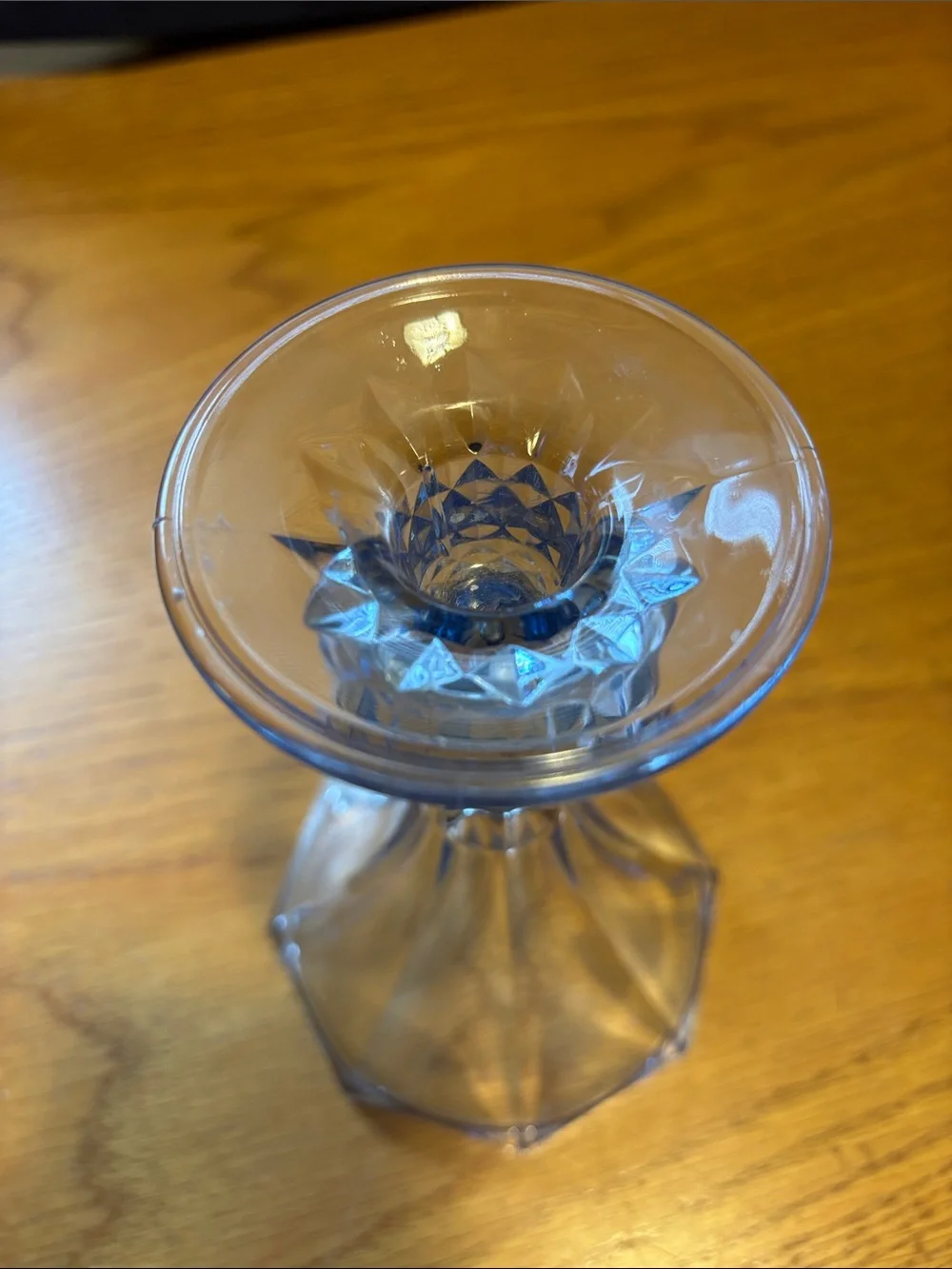 Baby Blue Pressed Glass Candlestick Holder